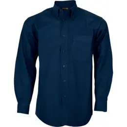 Navy Brushed Cotton Twill Lounge Long Sleeve Mens
